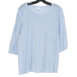 J Jill Linen Top Blue XL Cottagecore Lagenlook Boho Minimalist Coastal Spring